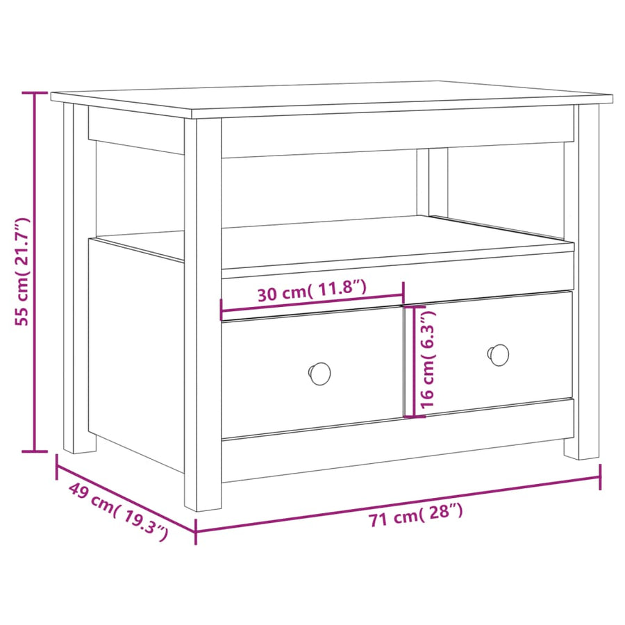 Salontafel 71X49X55 Cm Massief Grenenhout Honingbruin
