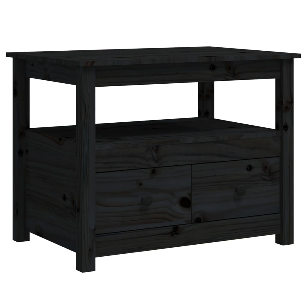Salontafel 7X49X55 Cm Massief Grenenhout Zwart