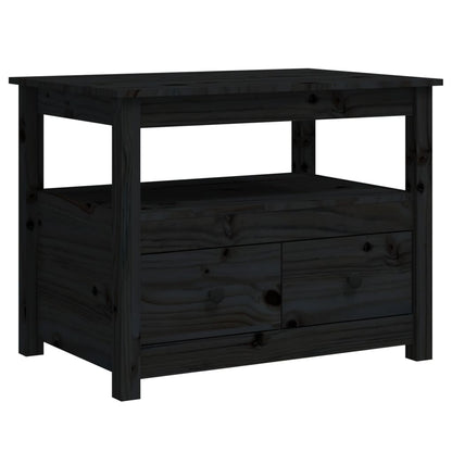 Salontafel 7X49X55 Cm Massief Grenenhout Zwart
