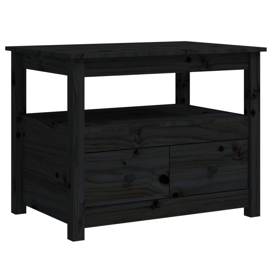 Salontafel 7X49X55 Cm Massief Grenenhout Zwart