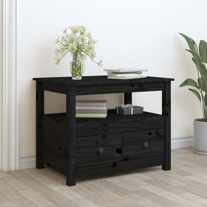 Salontafel 7X49X55 Cm Massief Grenenhout Zwart