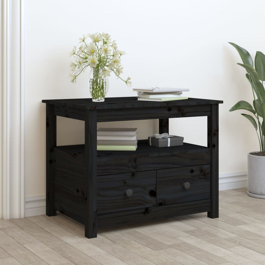 Salontafel 7X49X55 Cm Massief Grenenhout Zwart