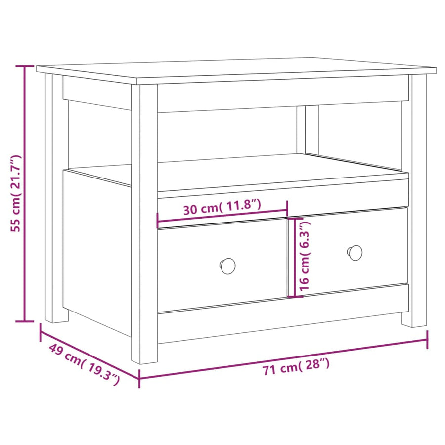 Salontafel 7X49X55 Cm Massief Grenenhout Zwart