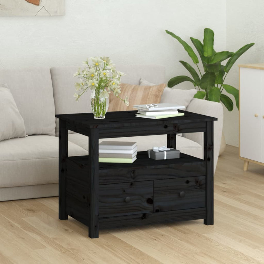 Salontafel 7X49X55 Cm Massief Grenenhout Zwart