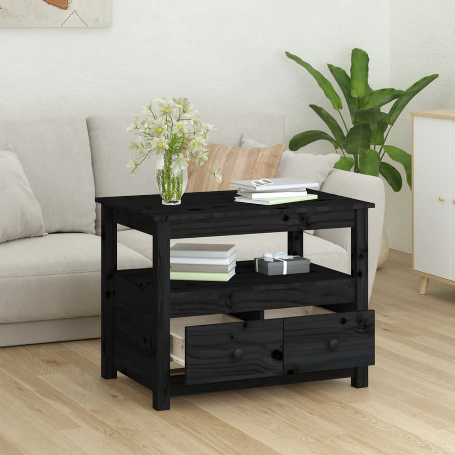 Salontafel 7X49X55 Cm Massief Grenenhout Zwart