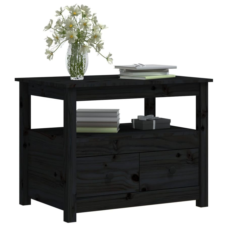Salontafel 7X49X55 Cm Massief Grenenhout Zwart