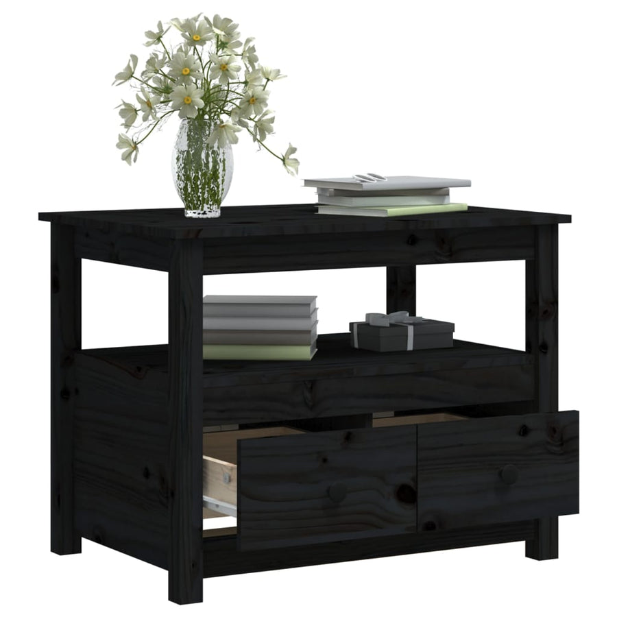 Salontafel 7X49X55 Cm Massief Grenenhout Zwart