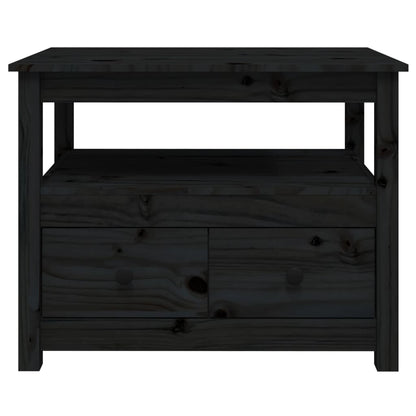 Salontafel 7X49X55 Cm Massief Grenenhout Zwart