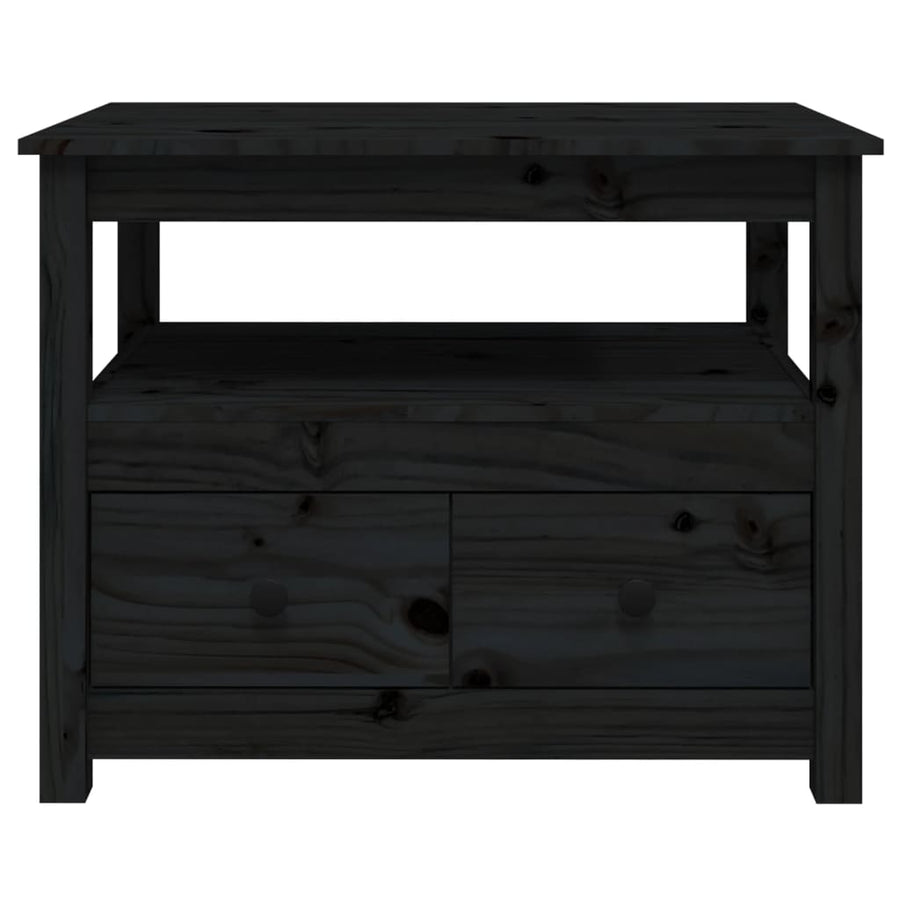 Salontafel 7X49X55 Cm Massief Grenenhout Zwart