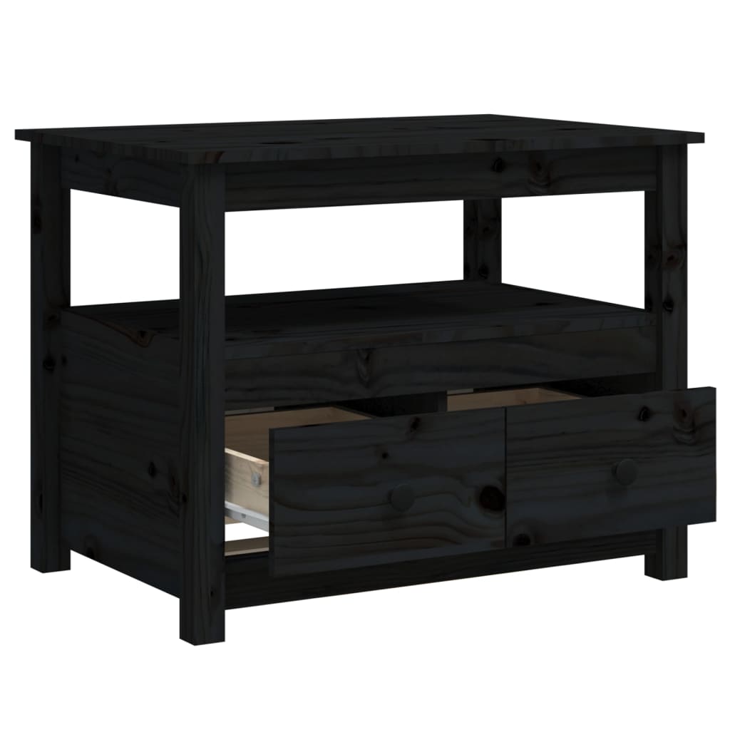 Salontafel 7X49X55 Cm Massief Grenenhout Zwart