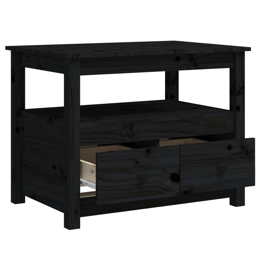 Salontafel 7X49X55 Cm Massief Grenenhout Zwart