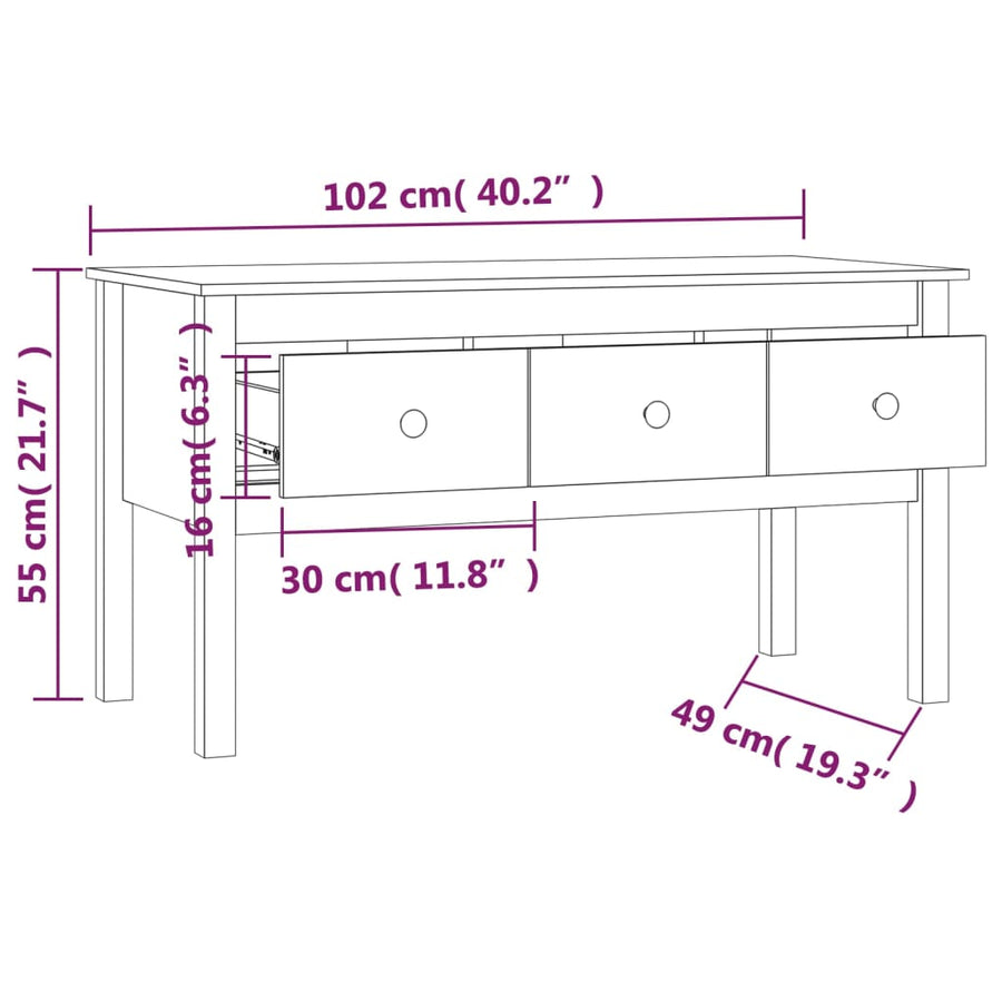 Salontafel 02X49X55 Cm Massief Grenenhout Grijs
