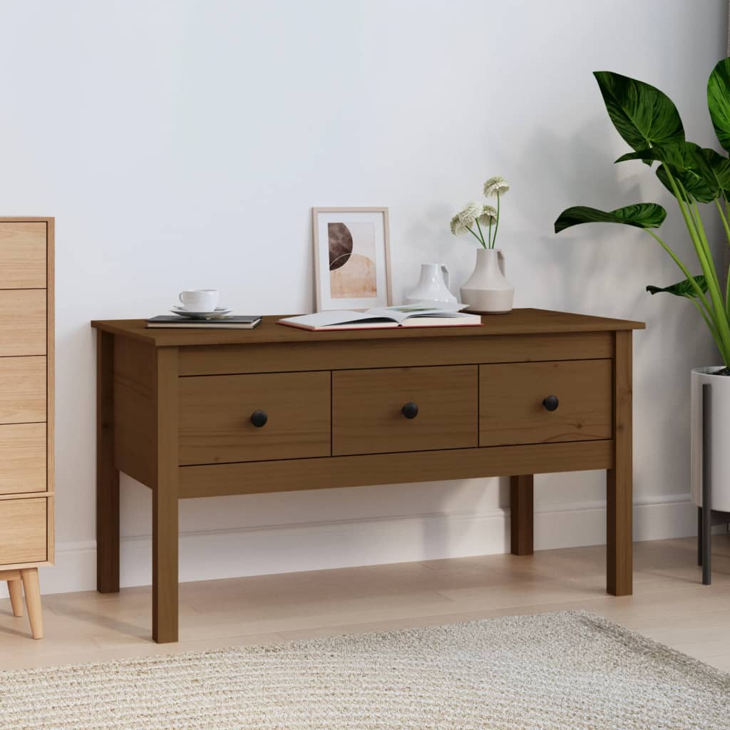 Salontafel 102X49X55 Cm Massief Grenenhout Honingbruin
