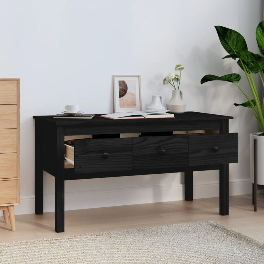 Salontafel 102X49X55 Cm Massief Grenenhout Zwart