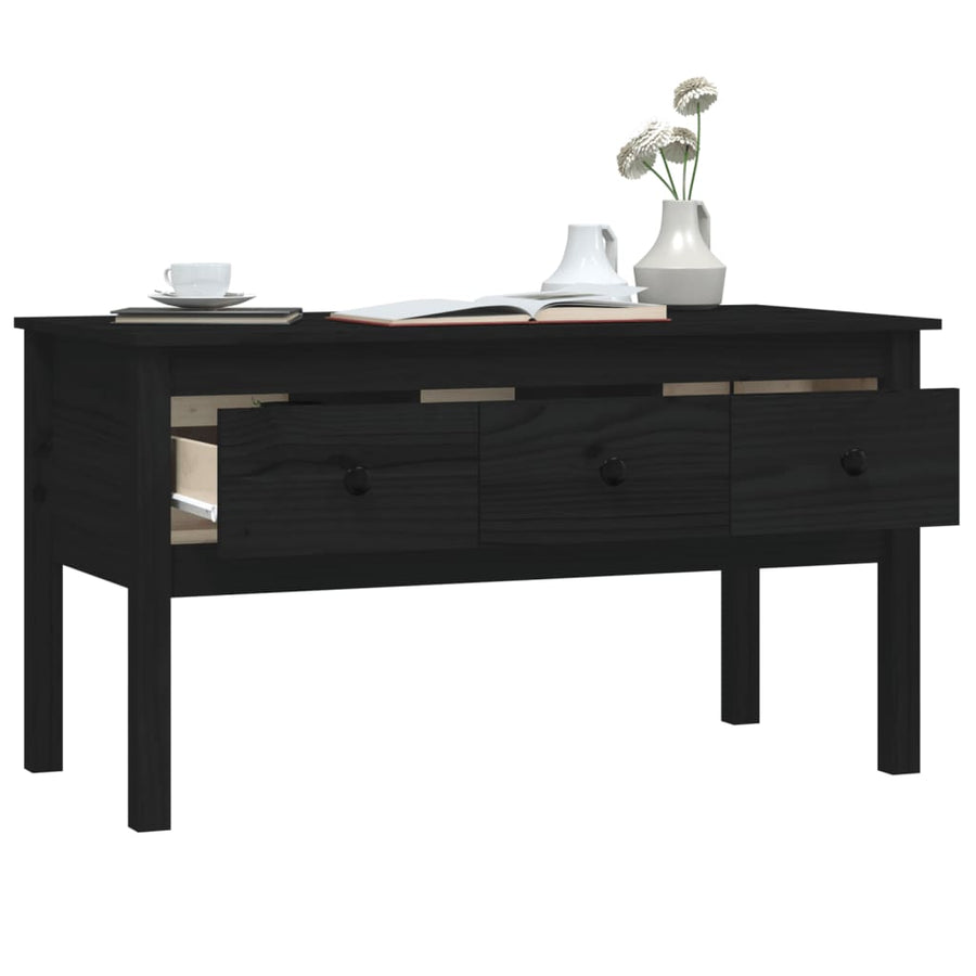 Salontafel 102X49X55 Cm Massief Grenenhout Zwart