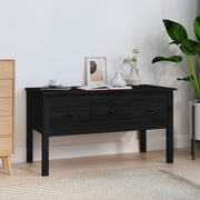Salontafel 102x49x55 cm massief grenenhout zwart wandmontage