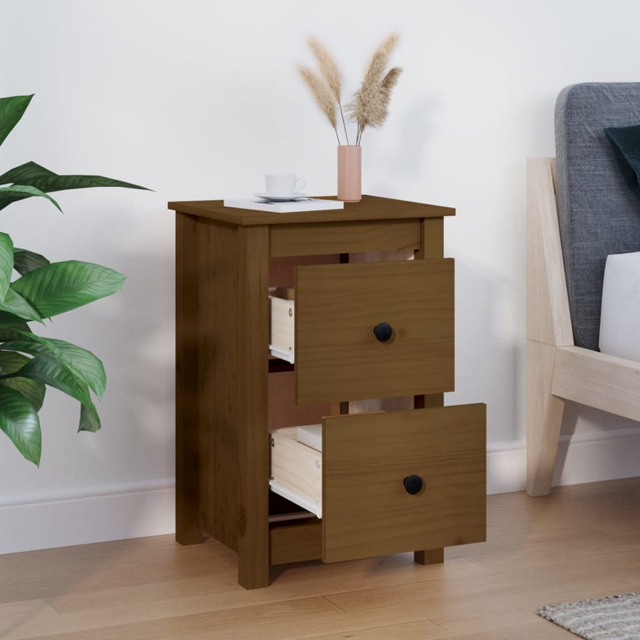 Nachtkastje 40X35X61,5 Cm Massief Grenenhout Honingbruin