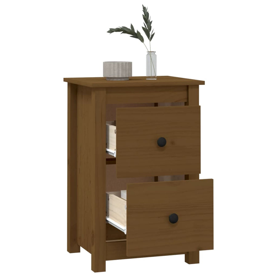 Nachtkastje 40X35X61,5 Cm Massief Grenenhout Honingbruin