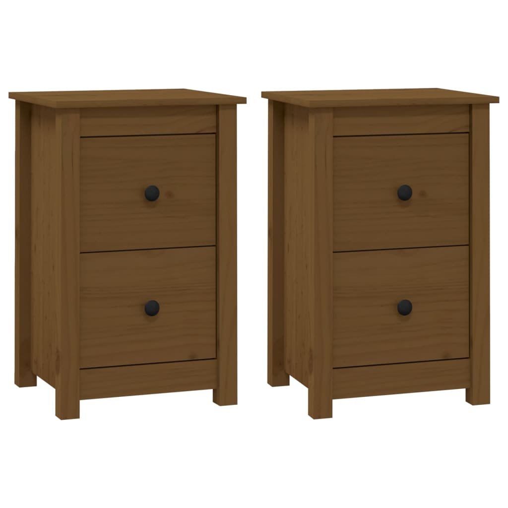 Nachtkastjes 2 St 40X35X61,5 Cm Massief Grenenhout Honingbruin