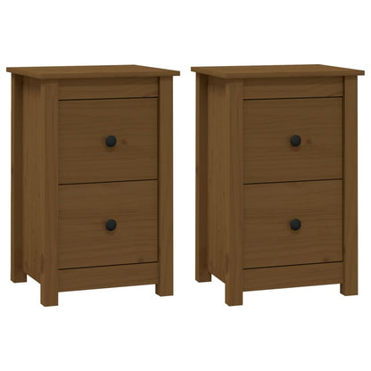Nachtkastjes 2 St 40X35X61,5 Cm Massief Grenenhout Honingbruin