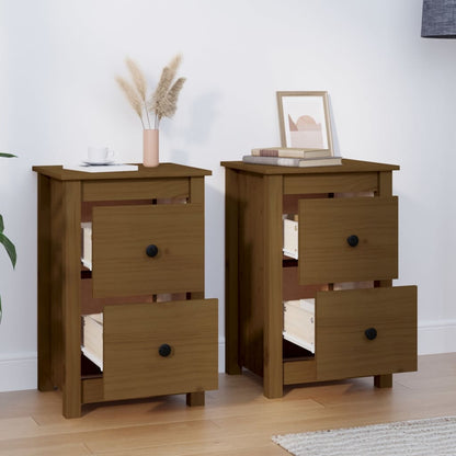 Nachtkastjes 2 St 40X35X61,5 Cm Massief Grenenhout Honingbruin