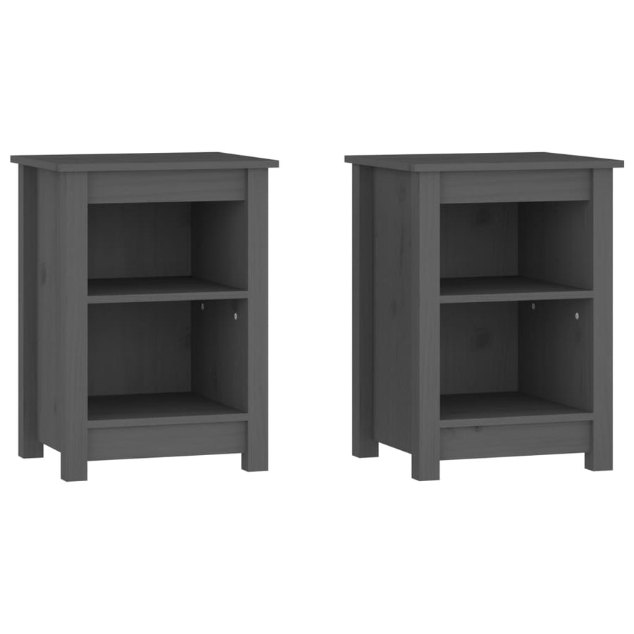 Nachtkastjes 2 St 40X35X55 Cm Massief Grenenhout Grijs