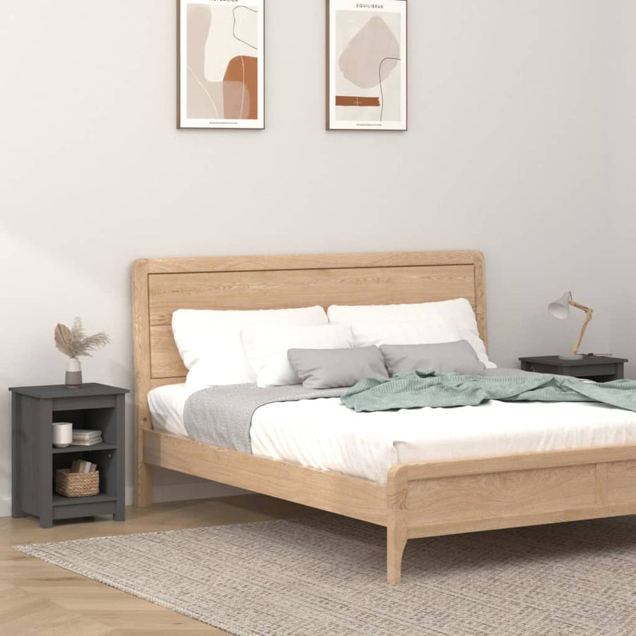 Nachtkastjes 2 St 40X35X55 Cm Massief Grenenhout Grijs
