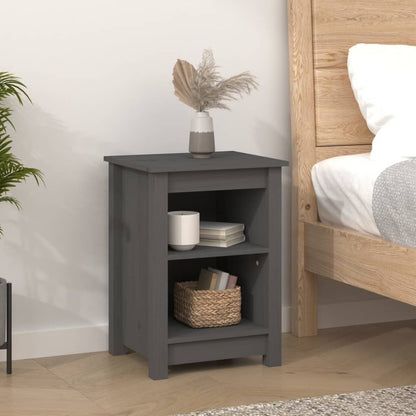 Nachtkastjes 2 St 40X35X55 Cm Massief Grenenhout Grijs