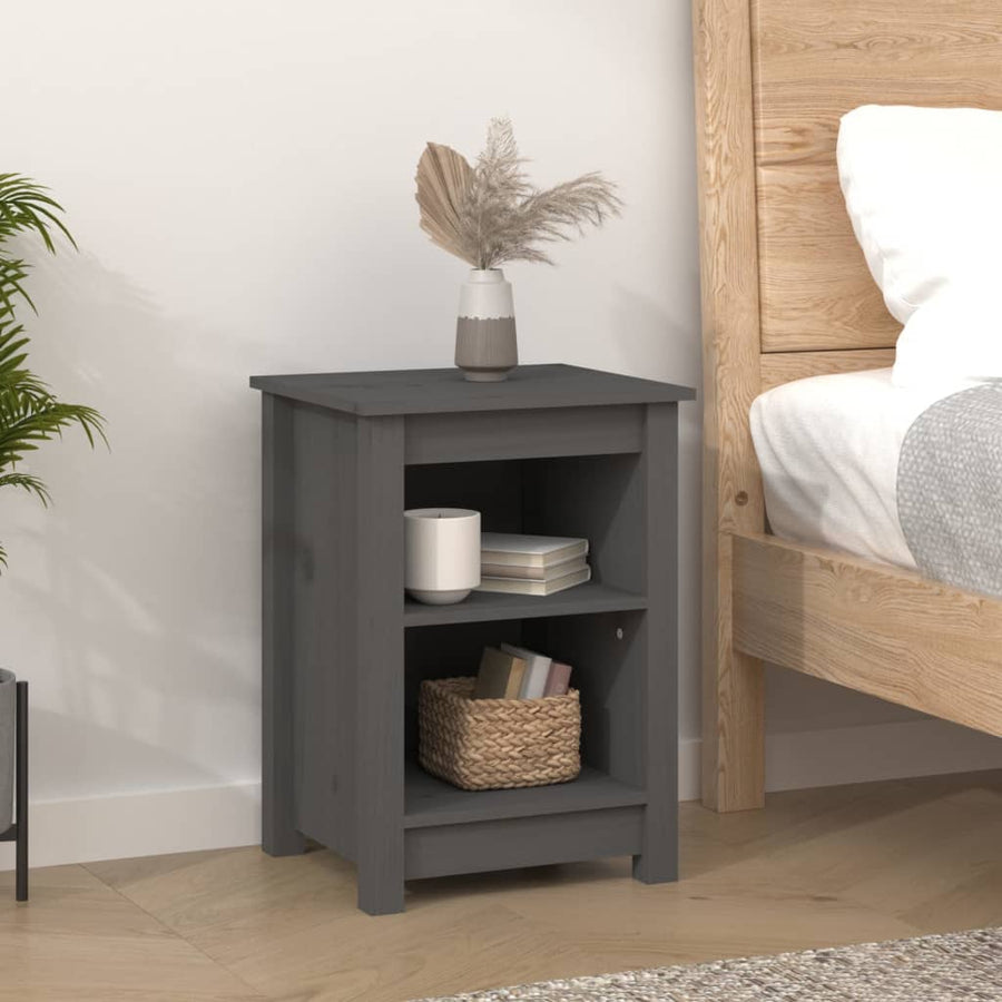 Nachtkastjes 2 St 40X35X55 Cm Massief Grenenhout Grijs