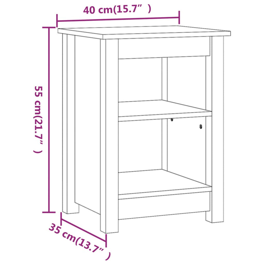 Nachtkastjes 2 St 40X35X55 Cm Massief Grenenhout Grijs