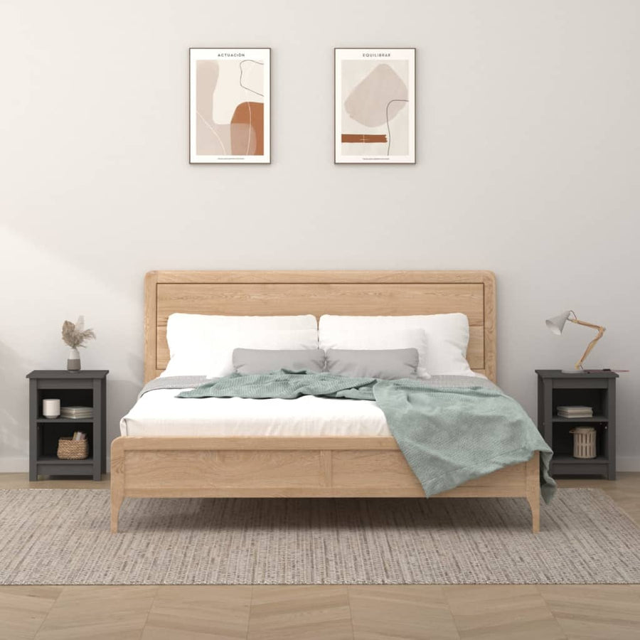 Nachtkastjes 2 St 40X35X55 Cm Massief Grenenhout Grijs