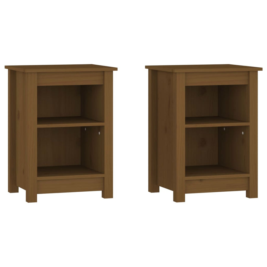 Nachtkastjes 2 St 40X35X55 Cm Massief Grenenhout Honingbruin