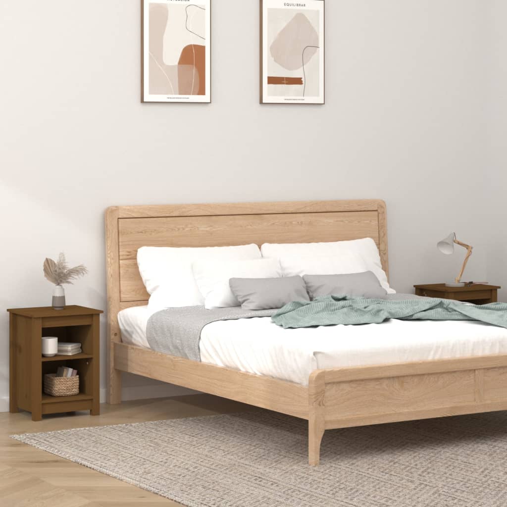Nachtkastjes 2 St 40X35X55 Cm Massief Grenenhout Honingbruin