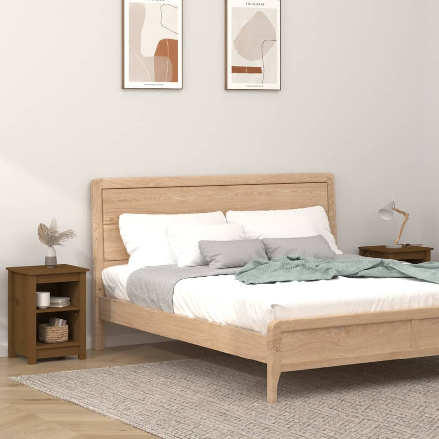 Nachtkastjes 2 St 40X35X55 Cm Massief Grenenhout Honingbruin