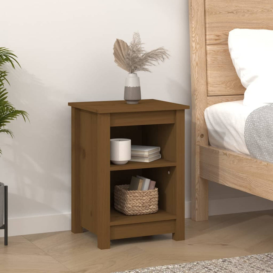 Nachtkastjes 2 St 40X35X55 Cm Massief Grenenhout Honingbruin
