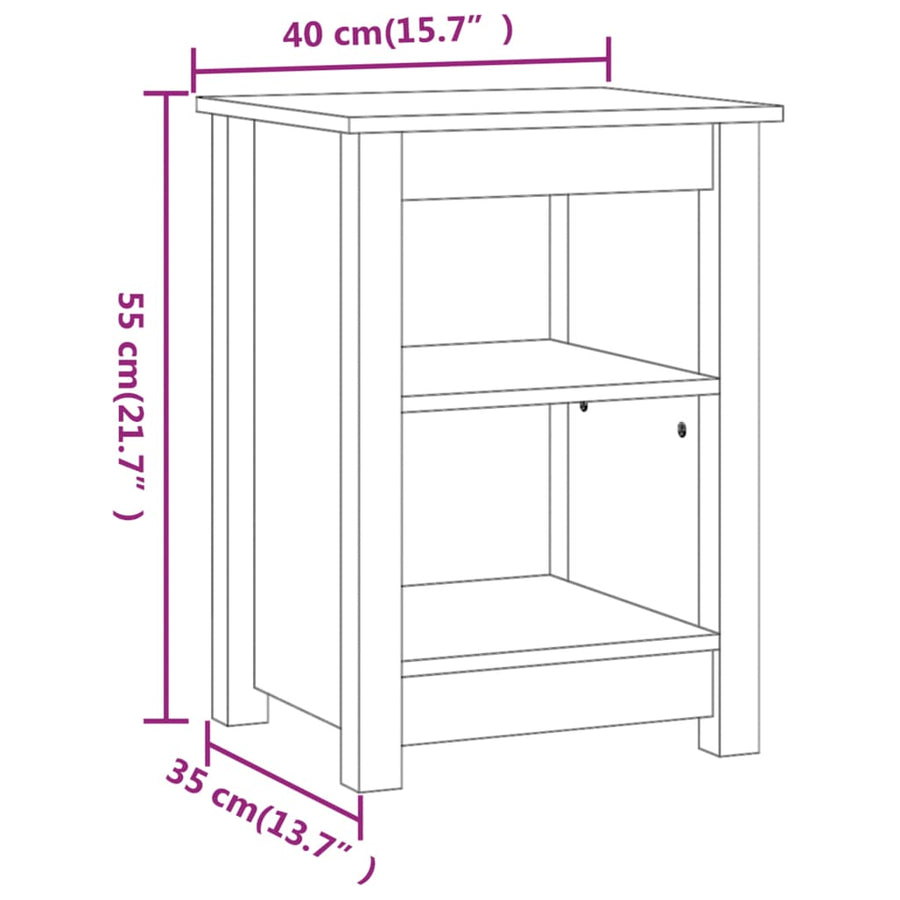 Nachtkastjes 2 St 40X35X55 Cm Massief Grenenhout Honingbruin