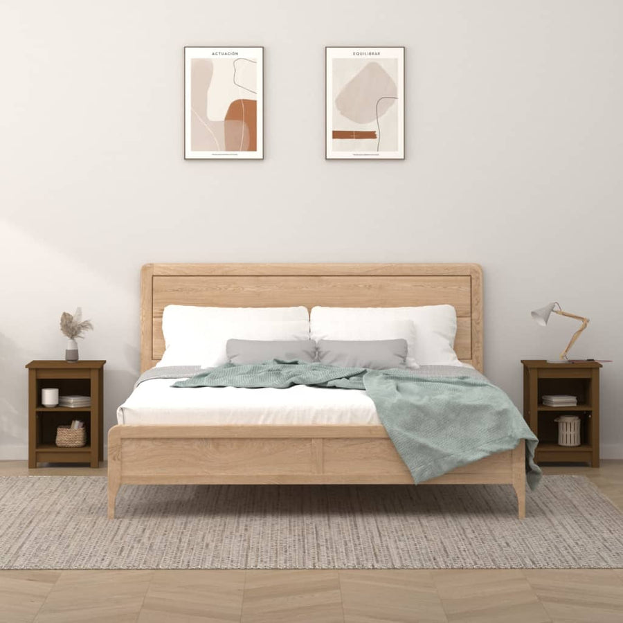 Nachtkastjes 2 St 40X35X55 Cm Massief Grenenhout Honingbruin