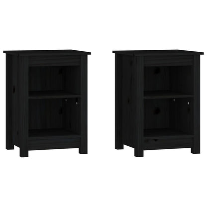 Nachtkastjes 2 St 40X35X55 Cm Massief Grenenhout Zwart