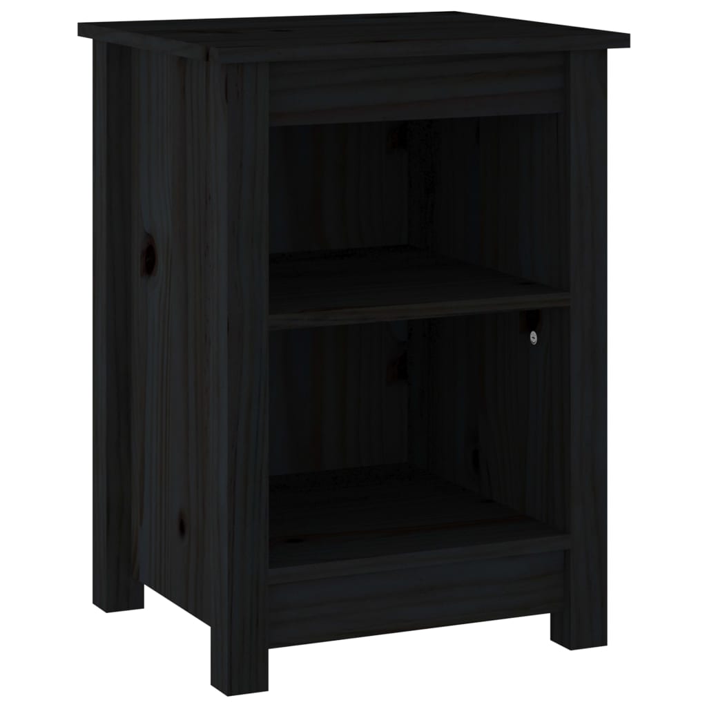 Nachtkastjes 2 St 40X35X55 Cm Massief Grenenhout Zwart