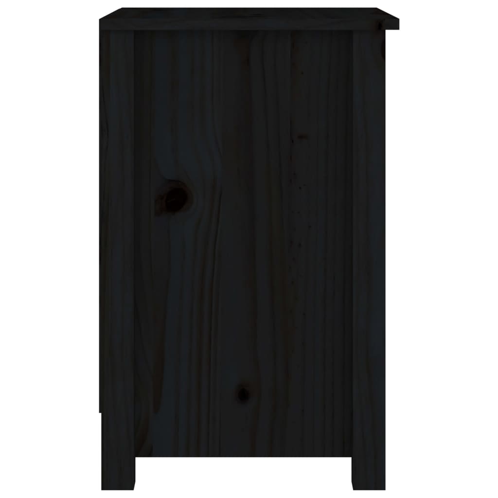 Nachtkastjes 2 St 40X35X55 Cm Massief Grenenhout Zwart