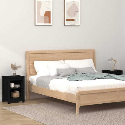 Nachtkastjes 2 St 40X35X55 Cm Massief Grenenhout Zwart