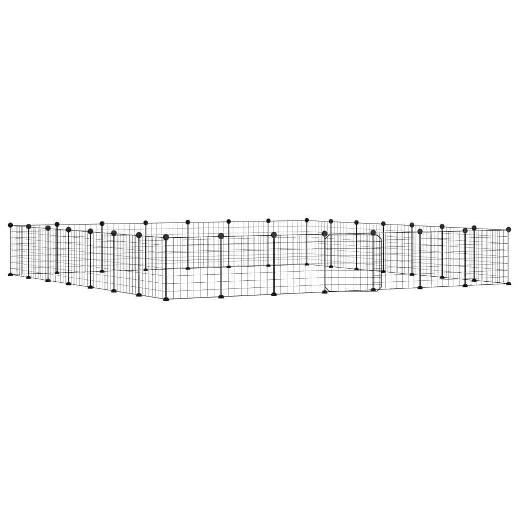 Huisdierenkooi Met Deur 28 Panelen 35X35 Cm Staal Zwart 4.3 cm 28 panelen met deur