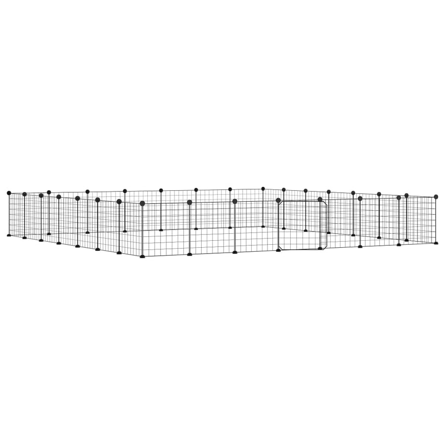 Huisdierenkooi Met Deur 28 Panelen 35X35 Cm Staal Zwart 4.3 cm 28 panelen met deur