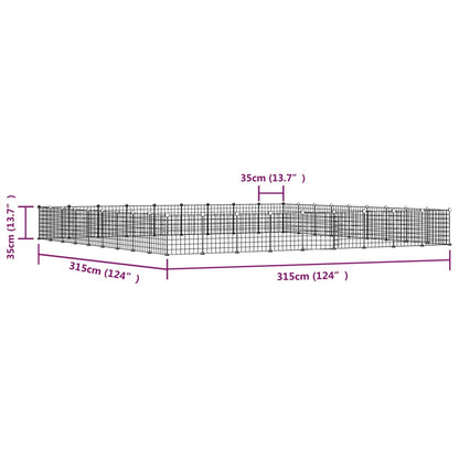 Huisdierenkooi met deur 36 panelen 35x35 cm staal zwart 4.3 cm 36 panelen met deur