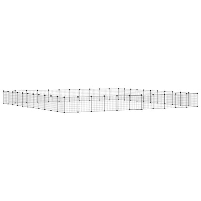 Huisdierenkooi met deur 44 panelen 35x35 cm staal zwart 4.3 cm