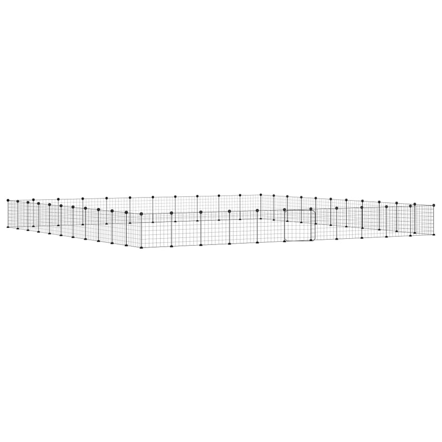 Huisdierenkooi met deur 44 panelen 35x35 cm staal zwart 4.3 cm