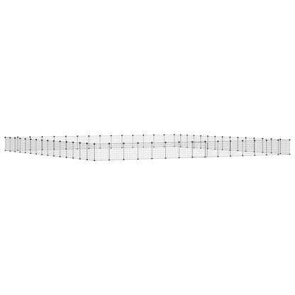Huisdierenkooi met deur 60 panelen 35x35 cm staal zwart 4.3 cm