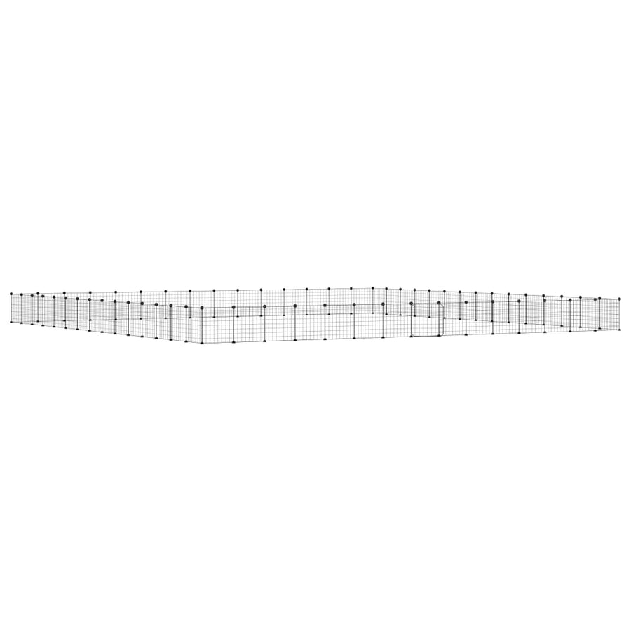 Huisdierenkooi met deur 60 panelen 35x35 cm staal zwart 4.3 cm