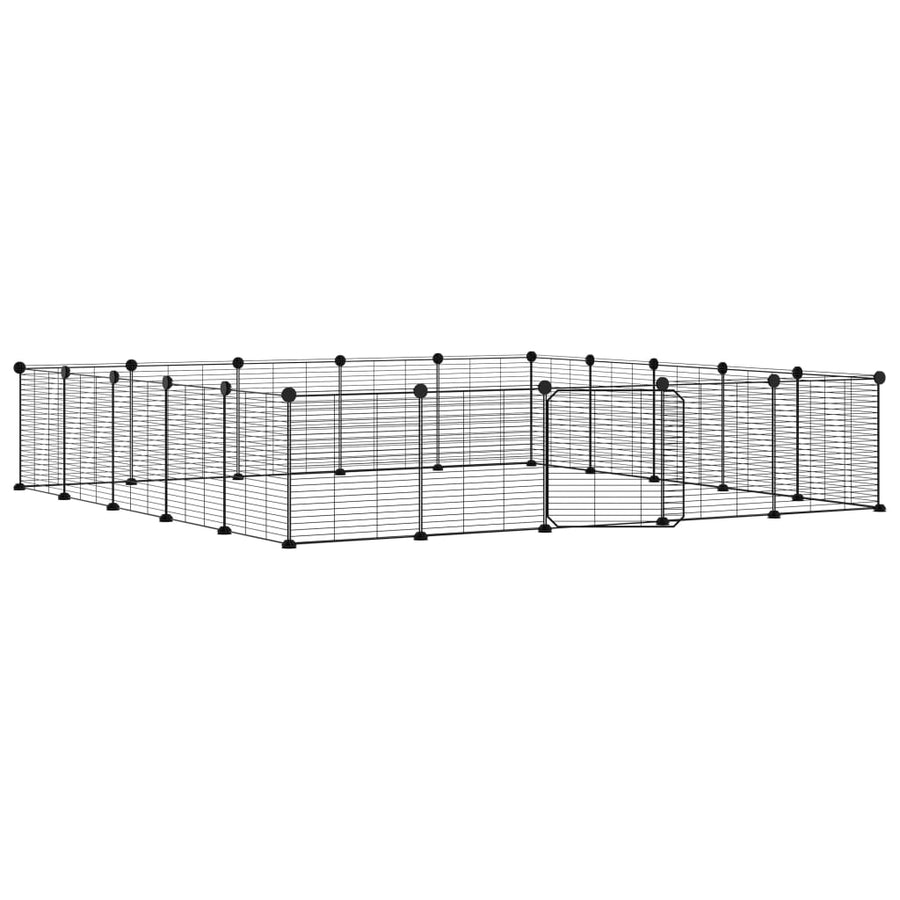 Huisdierenkooi Met Deur 20 Panelen 35X35 Cm Staal Zwart 1.5 cm 20 panelen met deur