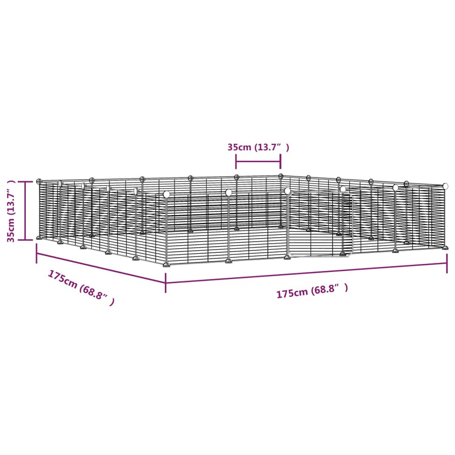 Huisdierenkooi Met Deur 20 Panelen 35X35 Cm Staal Zwart 1.5 cm 20 panelen met deur